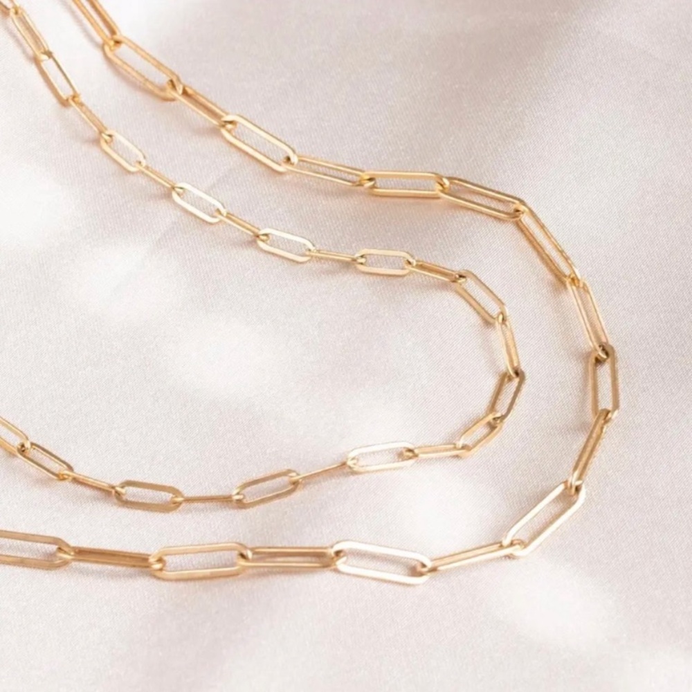 14K Gold Plated 925 Sterling Silver Paperclip Chain Necklace Made in Italy